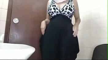 Husband waits outside without knowing I am squirting my pussy and orgasm in toilet